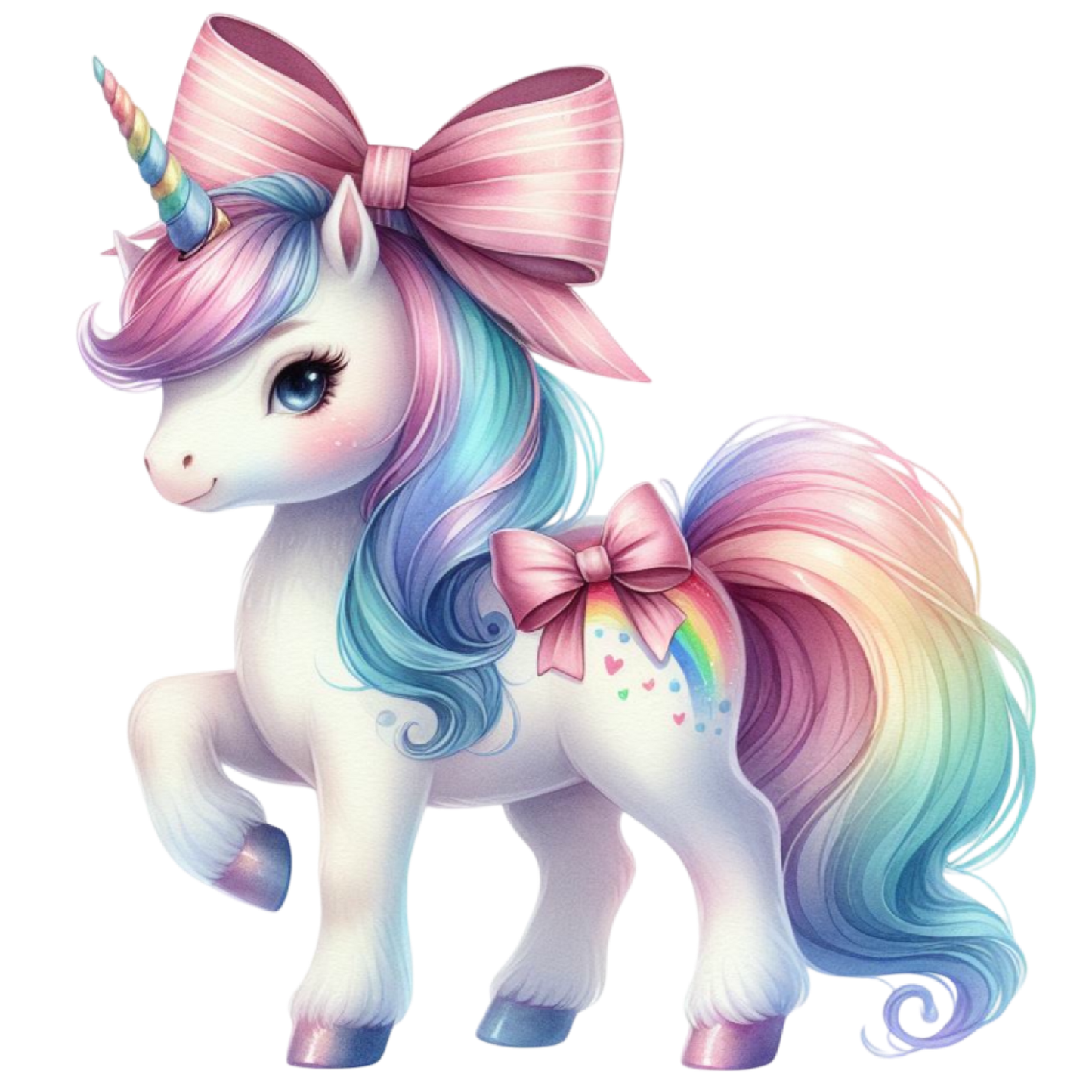 Bügelbild Einhorn mit Schleife
