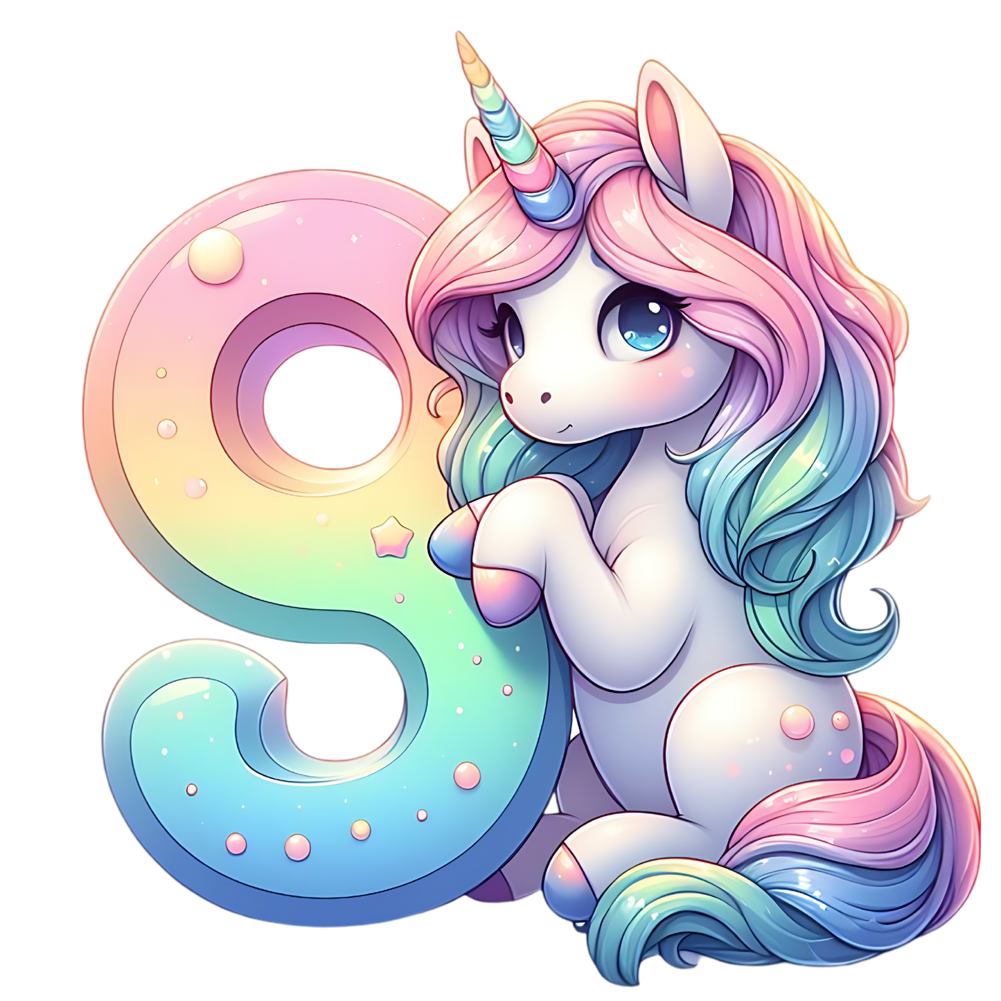 Bügelbild Buchstaben & Zahlen Einhorn bunt