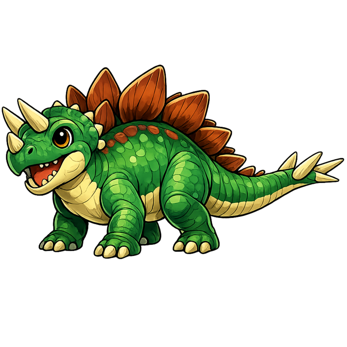 Bügelbild Dino Stegosaurus grün