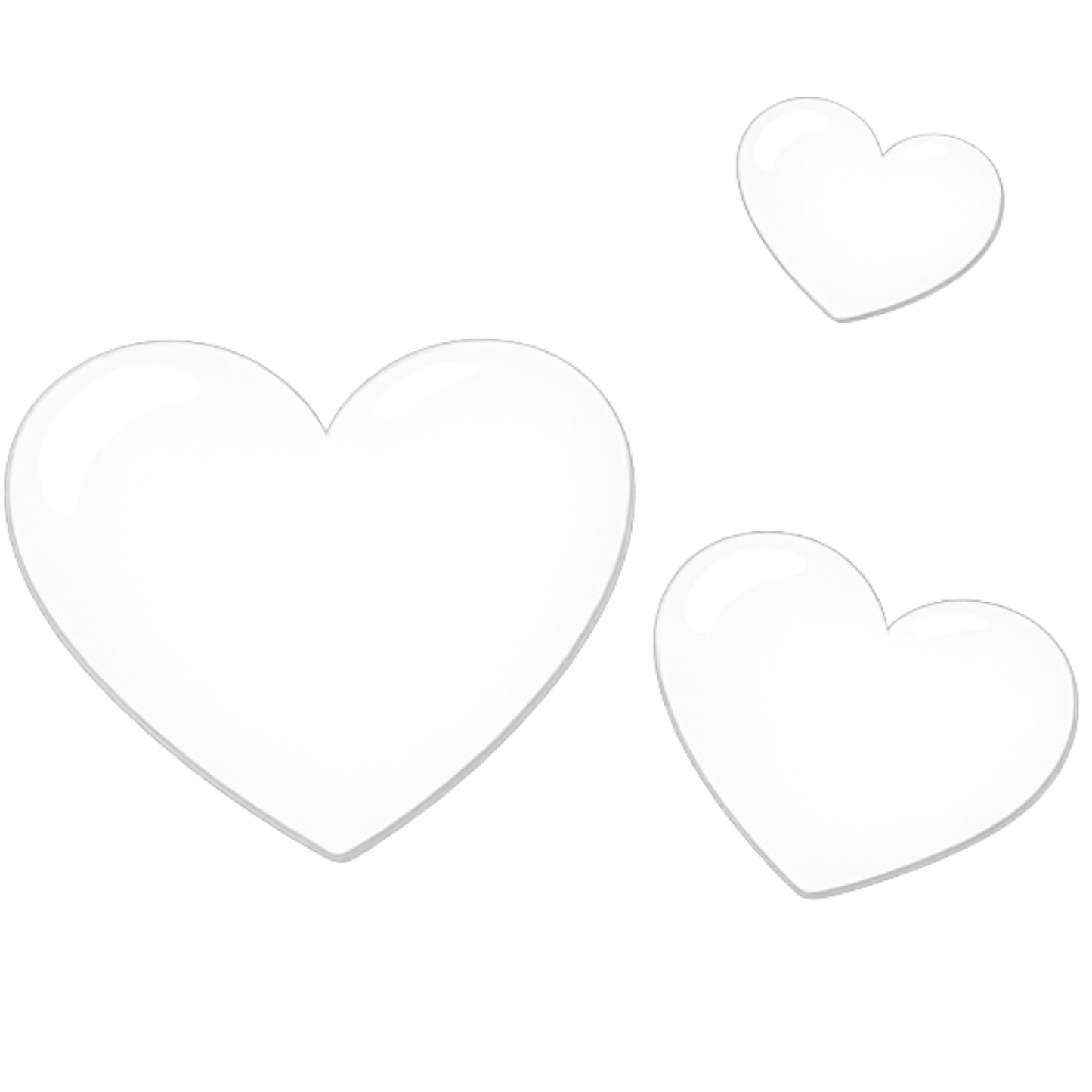 Bügelbild 3 Herzen weiß