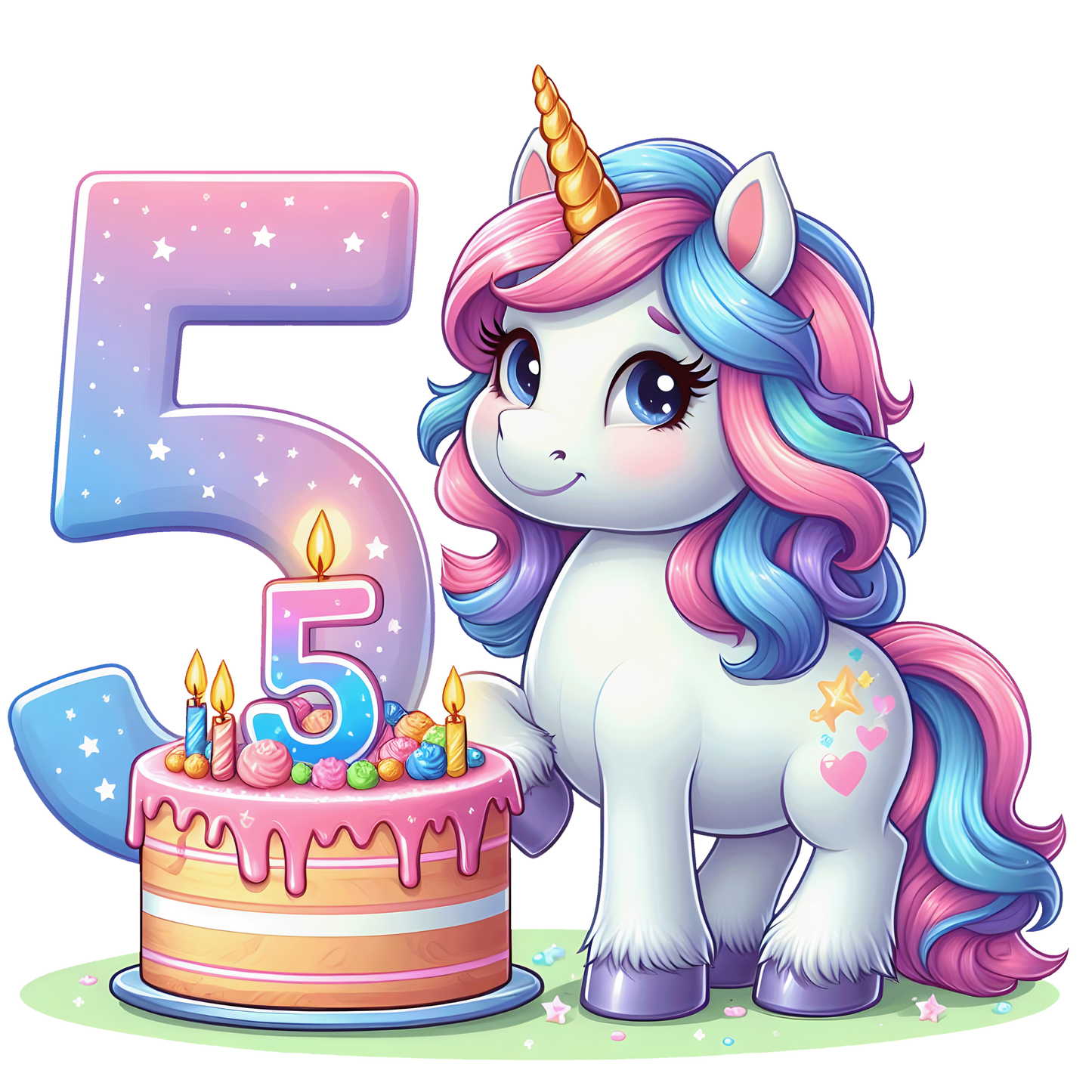 Bügelbild Einhorn Geburtstagszahl