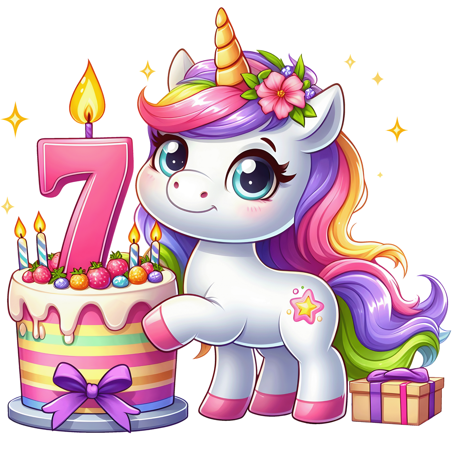 Bügelbild Einhorn Geburtstagszahl