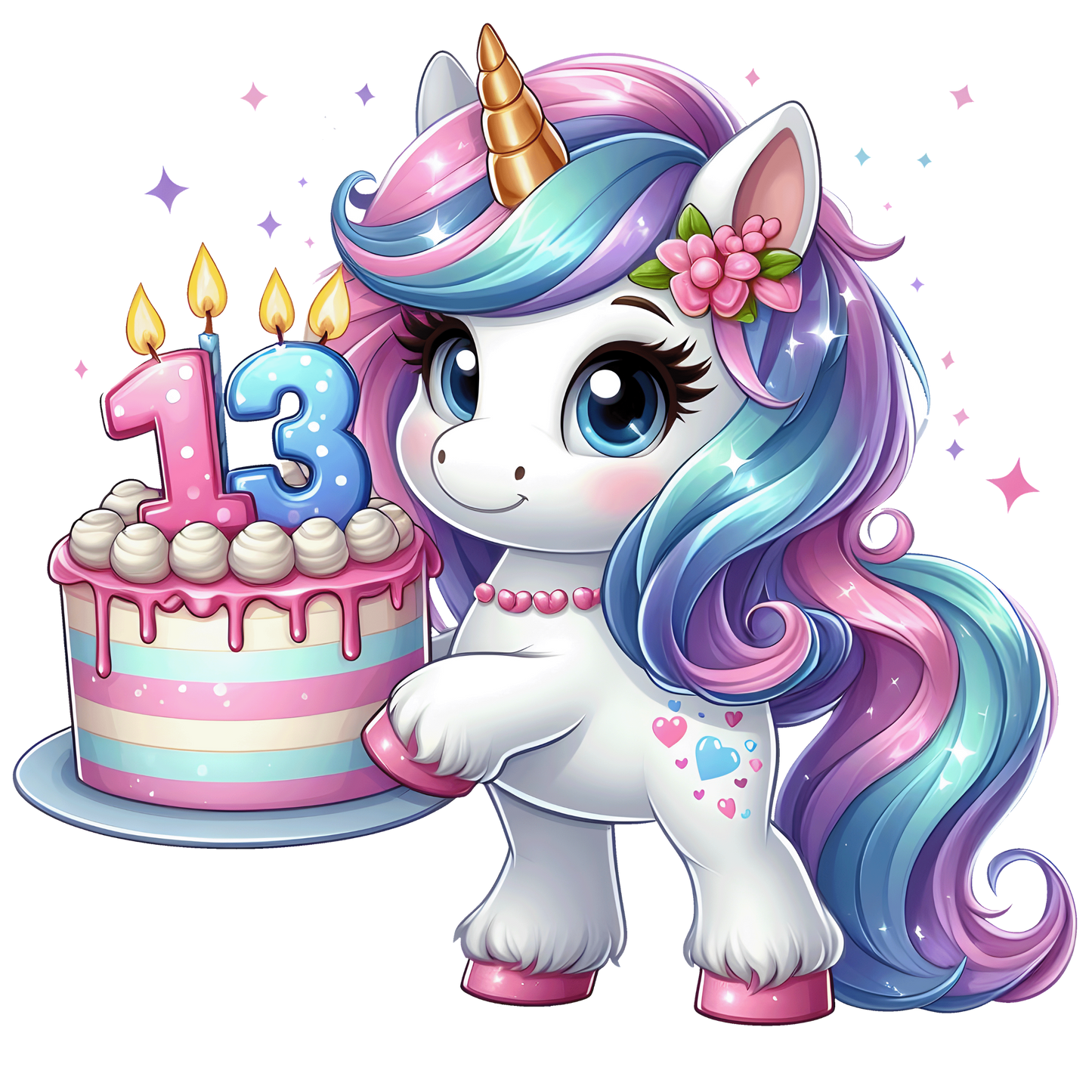 Bügelbild Einhorn Geburtstagszahl