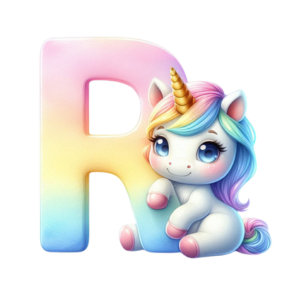 Bügelbild Namensbuchstaben & Zahlen Einhorn bunt