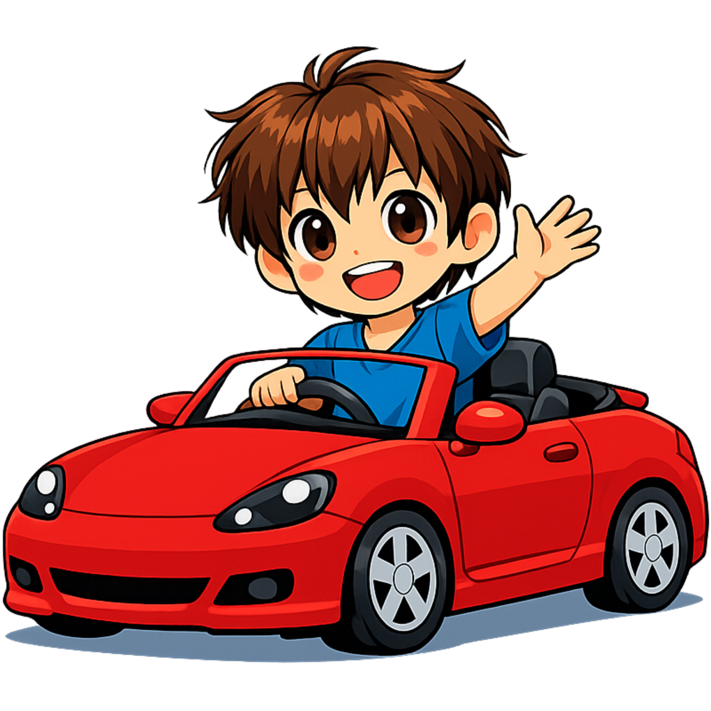 Bügelbild Junge im roten Auto