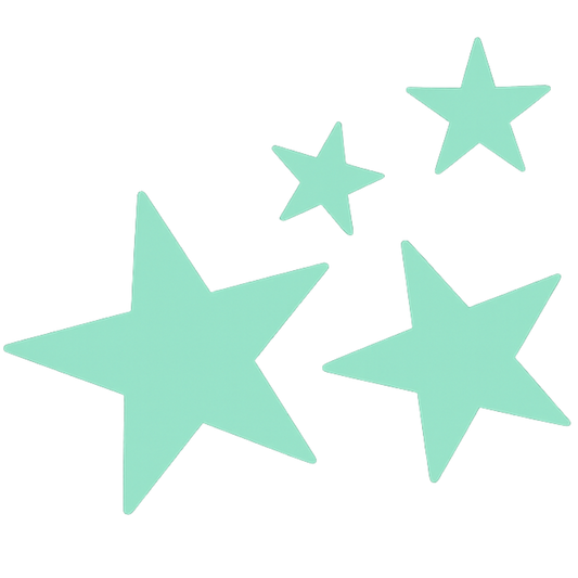 Bügelbild 4 Sterne türkis