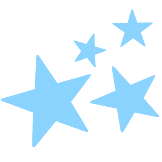 Bügelbild 4 Sterne hellblau