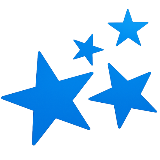 Bügelbild 4 Sterne dunkelblau