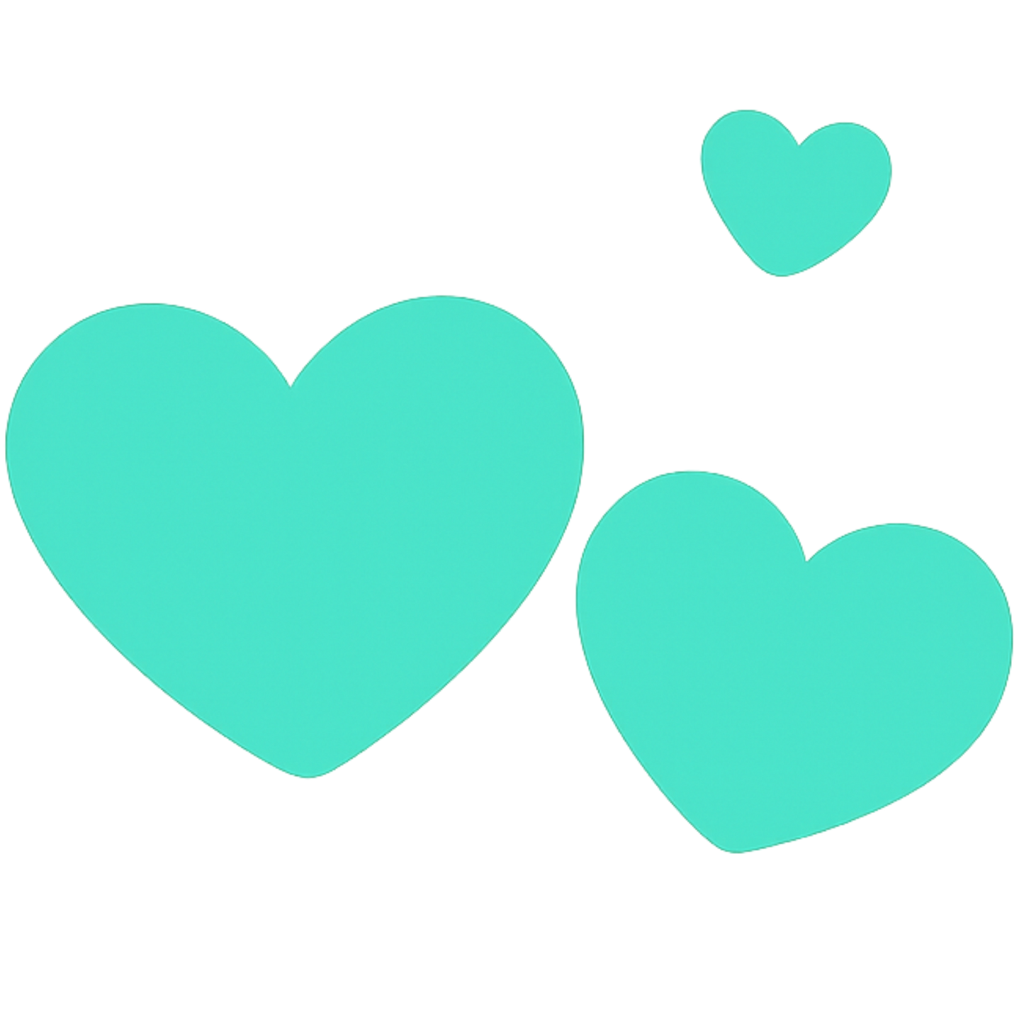 Bügelbild 3 Herzen türkis