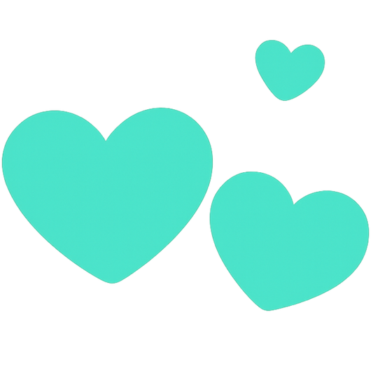 Bügelbild 3 Herzen türkis