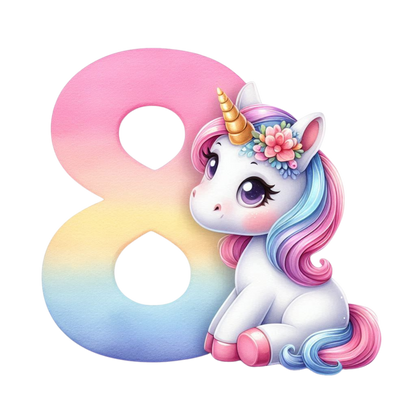 Bügelbild Namensbuchstaben & Zahlen Einhorn bunt