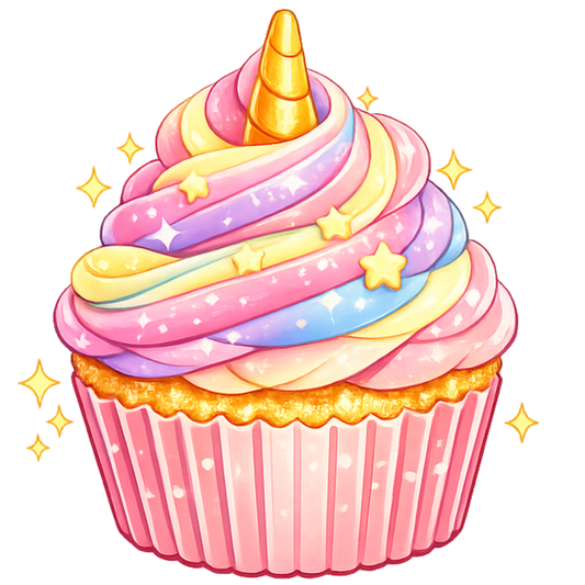 Bügelbild Einhorn Cupcake