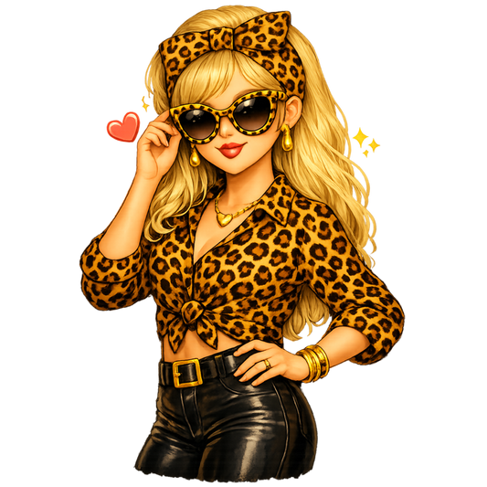 Bügelbild Leopard Girl blond