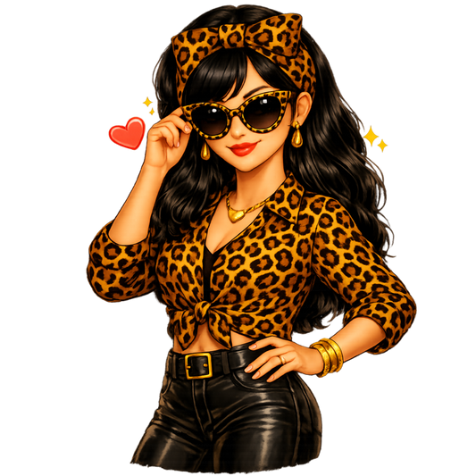Bügelbild Leopard Girl schwarz