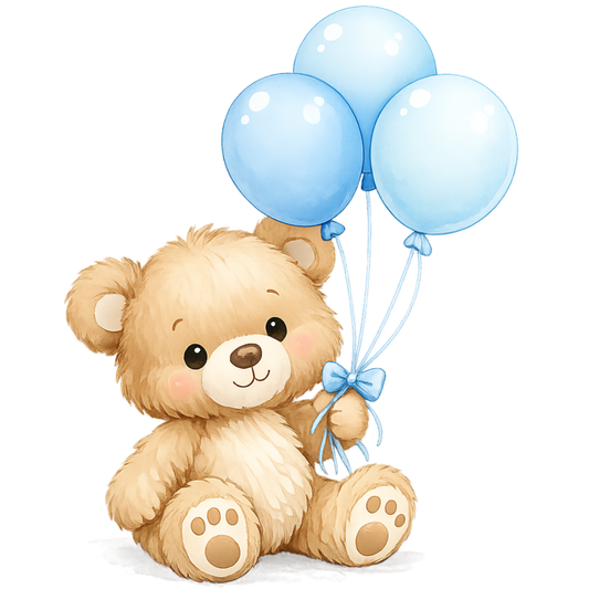 Bügelbild Teddy mit Ballons