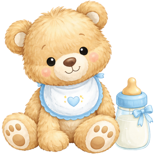 Bügelbild Teddy mit Flasche