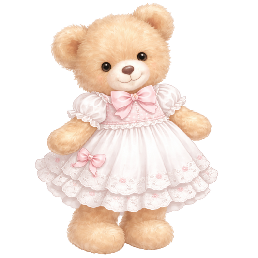 Bügelbild Teddy mit Kleid